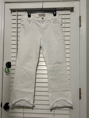 Liverpool White Cropped Ankle Jeans with Frayed Hem